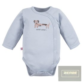   EEvi kisfiú hosszu ujjú átlapolós body Puppy Playtime -világoskék