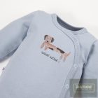 EEvi kisfiú hosszu ujjú átlapolós body Puppy Playtime -világoskék