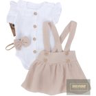Zyzio&Zuzia kislány,3 részes ,muszlin alkalmi nyári szett -bézs