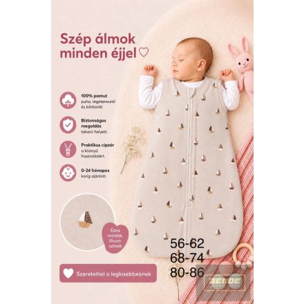 MM kisfiú ,vékony pamut hálózsák-bézs hajós