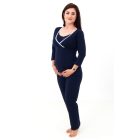 Sötétkék kismama és szoptatós pizsama