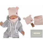 Zyzio&Zuzia -dupla  pamut sapka,fülecskés+csősál szett -piszkos rózsaszín