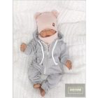 Zyzio&Zuzia -dupla  pamut sapka,fülecskés+csősál szett -piszkos rózsaszín