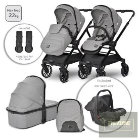  Lorelli Reya 3az1-ben multifunkciós babakocsi átfordítható tolókarral + Joy autóshordozó - grey