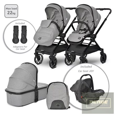 Lorelli Reya 3az1-ben multifunkciós babakocsi átfordítható tolókarral + Joy autóshordozó - grey