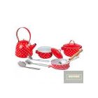 Játék edénykészlet 12 db-os (piros, fehér pöttyös)