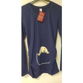   Mommy Style kukucskálós kismama felső,hosszú ujjú/sötétkék