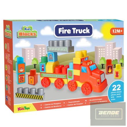 Fire Truck-tűzoltós építőkocka szett-22 db os