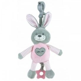     Baby Mix felhúzhatós zenélő nyúl rózsaszín- Zenélős játék