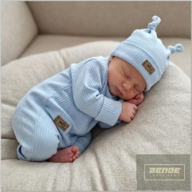   Kazum 2 részes baba szett ,cipzáras rugdalózó és sapka-baby blue