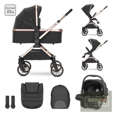 Lorelli Reya 3az1-ben multifunkciós babakocsi átfordítható tolókarral + Joy autóshordozó - black