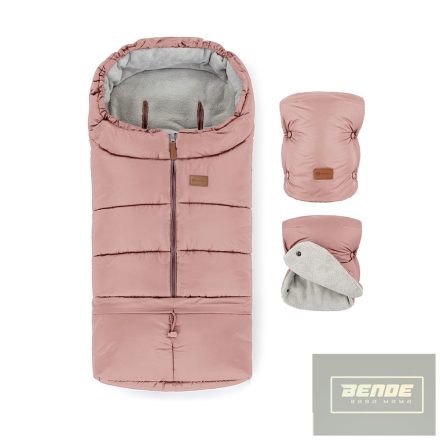 PETITE&MARS Téli szett Jibot 3in1 bundazsák + kézmelegítő kesztyű babakocsira Jasie Dusty Pink