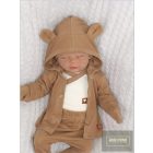 Zyzio&Zuzia 5 részes babakelengye szett:body+nadrág+sapka+kesztyű+kabát -barna