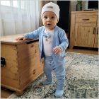 Zyzio&Zuzia 5 részes  keresztelőruha szett ,rugdalózóval , babakék