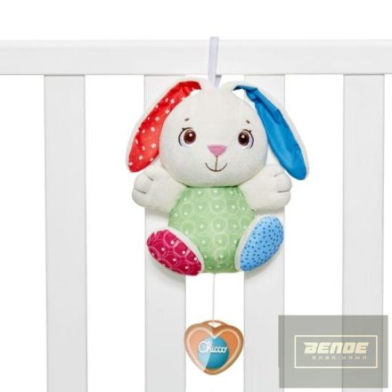 CHICCO Fluffy Bunny - zenélő nyuszi kiságyjáték First Love 0m +