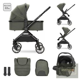   Lorelli Reya 3az1-ben multifunkciós babakocsi átfordítható tolókarral + Joy autóshordozó - green