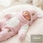 Zyzio&Zuzia  puha szőrmés ,téli babasapka fülekkel és babasállal-rózsaszín