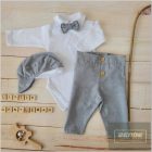 Zyzio&Zuzia 5 részes  keresztelőruha szett ,bodyval , bézs