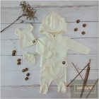 Zyzio&Zuzia 5 részes babakelengye szett:body+nadrág+sapka+kesztyű+kabát -ecrü