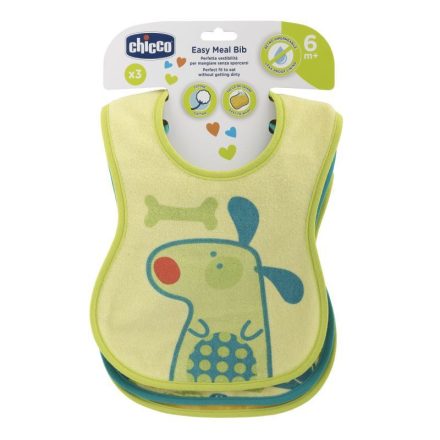 Chicco Easy Meal Bib - frottír előke vízálló hátlappal 3db-os -semleges szín