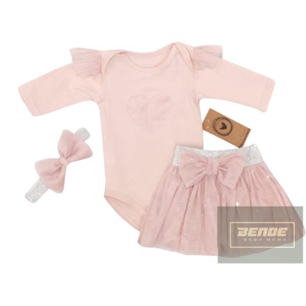 Zyzio&Zuzia Háromrészes kislány együttes-bady+tüllszoknya+fejpánt-rózsaszín