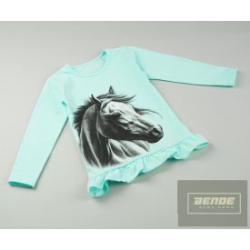 Mrofi kislány hosszú ujjú felső -Horse-azúrkék