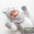 Zyzio&Zuzia  puha szőrmés ,téli babasapka fülekkel és babasállal-szürke