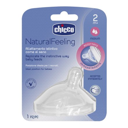 Chicco Natural Feeling ferde etetőcumi 2hó+ (1 db) közepesen gyors