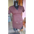 Mommy Style tappancsos kismama felső,rövid  ujjú/barna,kötős