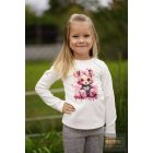 Chipi&Chips bordázott anyagú,vastag kislány felső,macikás-fehér