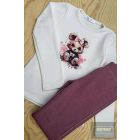 Chipi&Chips bordázott anyagú,vastag kislány felső,macikás-fehér