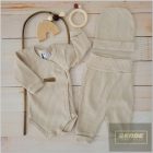 Zyzio&Zuzia 3 részes bordás szett :body+nadrág+sapka-latte