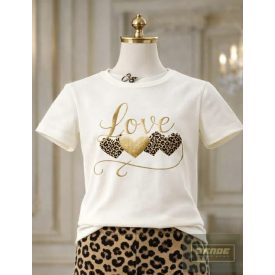   Killy barna szívecske mintás  rövid ujjú felső -2026 tavasz