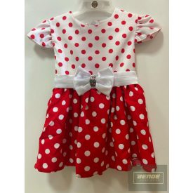 Kislány ,pöttyös ruha -fehér/piros