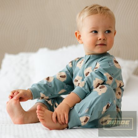 EEVI Cool Beary  hosszu ujjú ,lábfej nélküli  rugdalózó ,kék