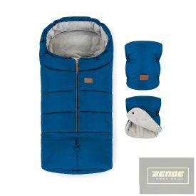   PETITE&MARS Téli szett Jibot 3in1 bundazsák + kézmelegítő kesztyű babakocsira Jasie Ocean Blue