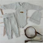 Zyzio&Zuzia 3 részes bordás szett :body+nadrág+sapka-silver gray
