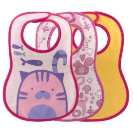   Chicco Easy Meal Bib - frottír előke vízálló hátlappal 3db-os kék  AJÁNLOTT KOR: 6H +rózsaszín