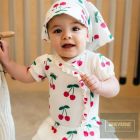 EEVI rövid ujjú átlapolós BODY CHERRY ECRU