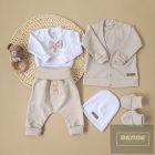 Zyzio&Zuzia 5 részes  keresztelőruha szett ,bodyval , bézs