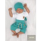 Zyzio&Zuzia 2 részes ,kisfiú nyári szett,body+rövidnadrág/zöld-fehér