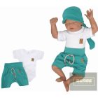 Zyzio&Zuzia 2 részes ,kisfiú nyári szett,body+rövidnadrág/zöld-fehér