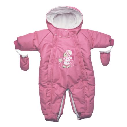 Pirinyó Téli overallá alakítható lány bundazsák/sötét pink- macis