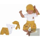 Zyzio&Zuzia 3 részes ,kisfiú nyári szett,body+rövidnadrág+sapka/mustár