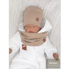 Zyzio&Zuzia -dupla, bordás pamut sapka +csősál szett -fahéj