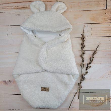 Zyzio & Zuzia uniszex pamuttal bélelt ,szőrmés  baba bundazsák autós hordozóba törtfehér 0-6 hó hónap