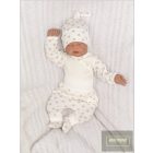 Zyzio&Zuzia 3 részes babakelengye szett:body+nadrág+sapka bézs csillagos