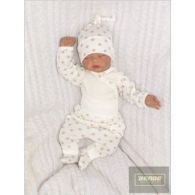   Zyzio&Zuzia 3 részes babakelengye szett:body+nadrág+sapka bézs csillagos