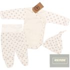 Zyzio&Zuzia 3 részes babakelengye szett:body+nadrág+sapka bézs csillagos