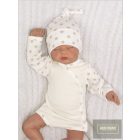 Zyzio&Zuzia 3 részes babakelengye szett:body+nadrág+sapka bézs csillagos